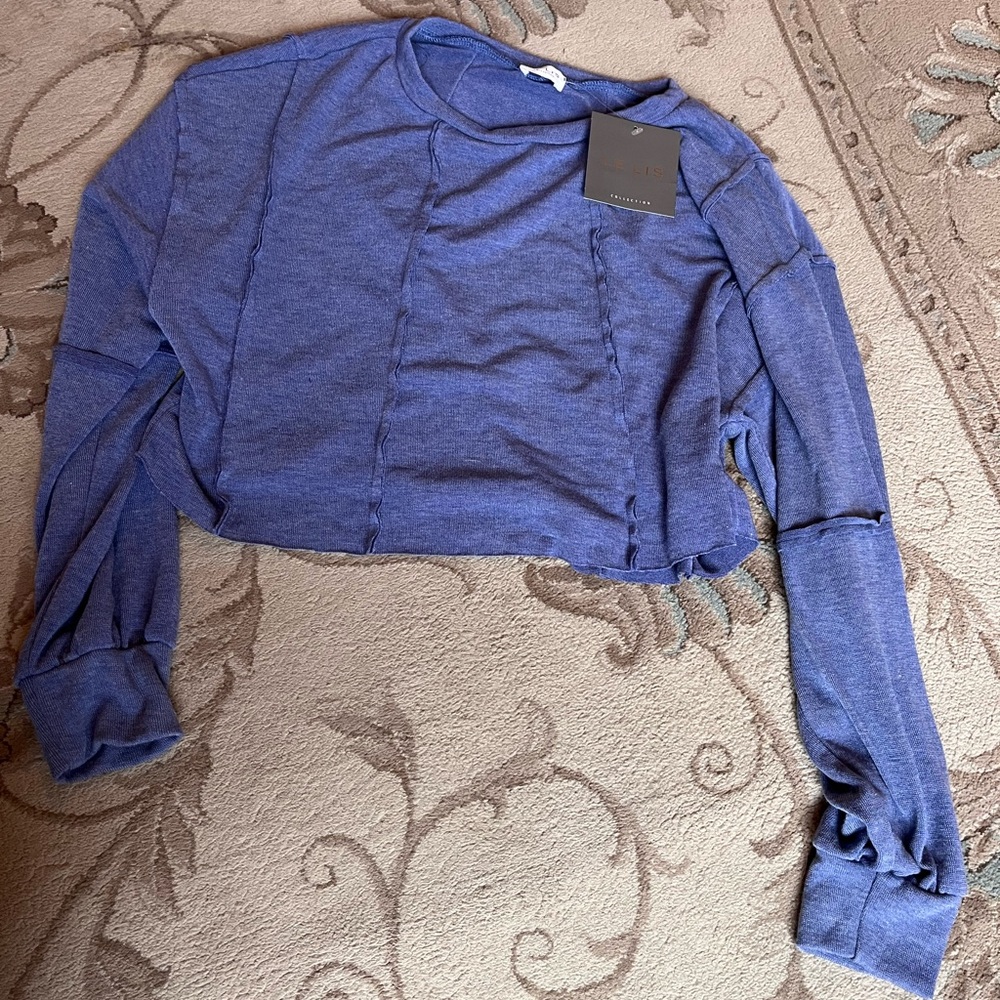 NWT Lelis purple long sleeve crop top